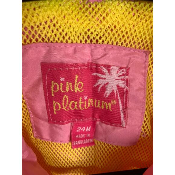 Pink Platinum Toddler Girls Hooded Windbreaker Jacket 24M With Rainbow Stripes - Picture 4 of 5